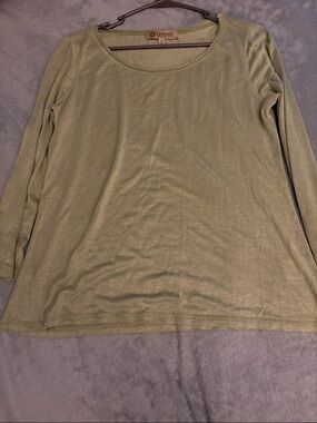 Democracy Light Olive Long Sleeve Scoop Neck Top